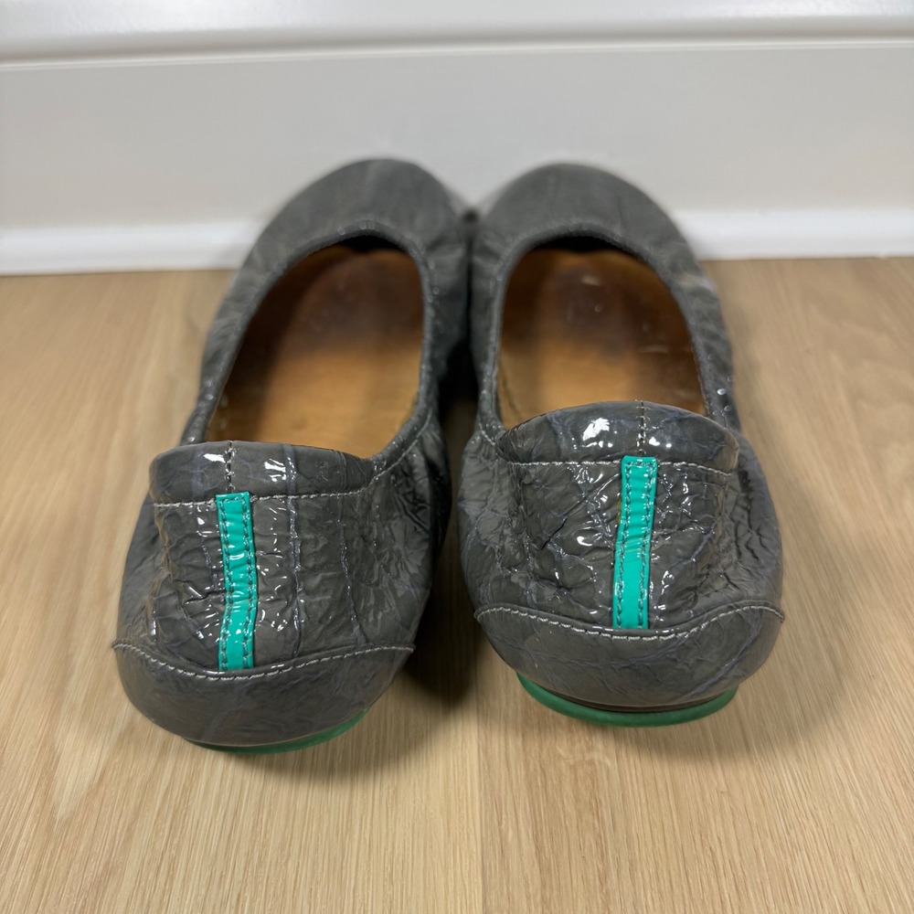Tieks Ballet Flats Womens 12 Slate Grey Croc Patent Leather Foldable Shoes - Picture 3 of 4
